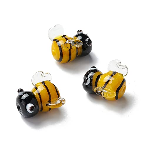 DanLingJewelry Handgefertigte Bienen-Glasperlen, gelbe Honigbienen-Abstandshalter-Perlen, niedliche Insekten, Tierperlen für Schmuckherstellung, DIY, 5 Stück von DanLingJewelry