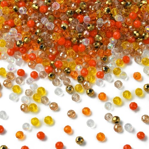 DanLingJewelry Kristallglasperlen, 500 Stück, Orange, 4 mm, facettierte Rondelle-Glasperlen mit Loch, Glas-Abstandshalter für Armbänder, Halsketten, Ohrringe, DIY-Schmuckherstellung von DanLingJewelry