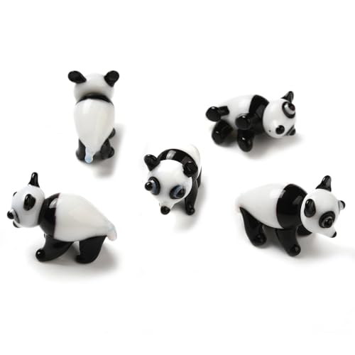 DanLingJewelry Mini-Panda-Figuren, handgefertigt, Lampwork, Glastiere, Ornamente für Zuhause, Büro, Tischdekoration, 10 Stück von DanLingJewelry