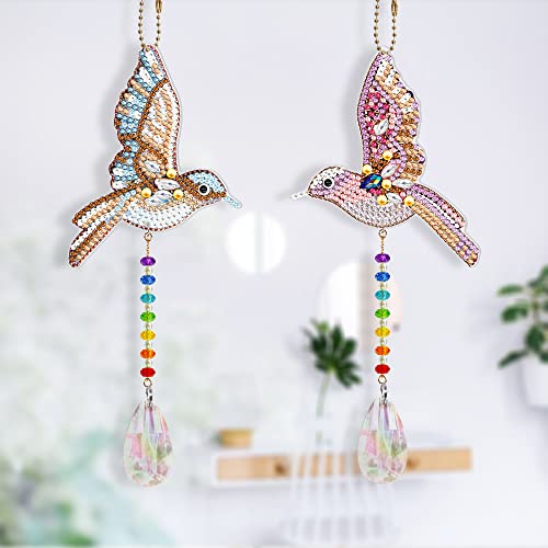 DanLink Diamond Painting Set Hängender Anhänger Handwerk, 2 Stück DIY Special Shaped Bohrer Kristall Licht Fenster Windspiele Schmuck Kit Kunst Mosaik Deko SMDZ03 von DanLink