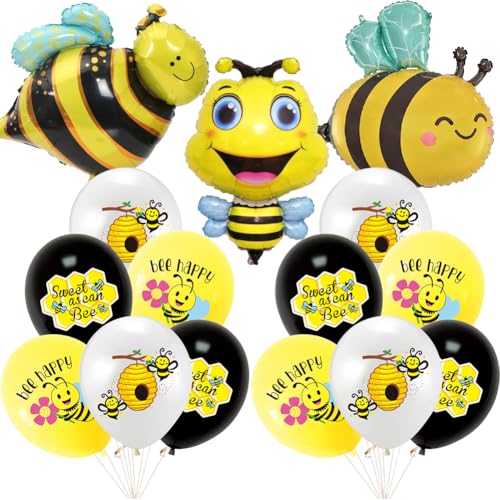 15 Stück Packung Happy Bee Day Ballons, XXL Biene Folienballon, Biene Themenballon, Happy Birthday Ballon, Luftballons für Geburtstag Hochzeit Jubiläum Motto Party von Danbghyuo