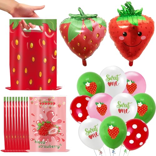 18 Stück Erdbeer Luftballons, 10 Stück Erdbeer Geschenktüten, Folienballon Obst, Erdbeeren Deko, Erdbeere Folienballon für Mädchen Geburtstagdeko Motto Party Dekorationen 18 Stück Erdbeer Luftballons, 10 Stück Erdbeer Geschenktüten, Folienballon Obst, Erdbeeren Deko, Erdbeere Folienballon für Mädchen Geburtstagdeko Motto Party Dekorationen von Danbghyuo