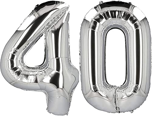 DANCING QUEEN Zahl Luftballon 40 - Silber Zahlen Folienballon XXL Groß (100cm) von Dancing Queen