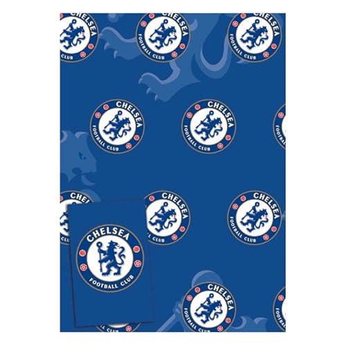 Chelsea FC Geschenkpapier, 6 Blatt, 6 Etiketten, Größe 70 x 50 cm, offizielles Produkt von Danilo Promotions LTD