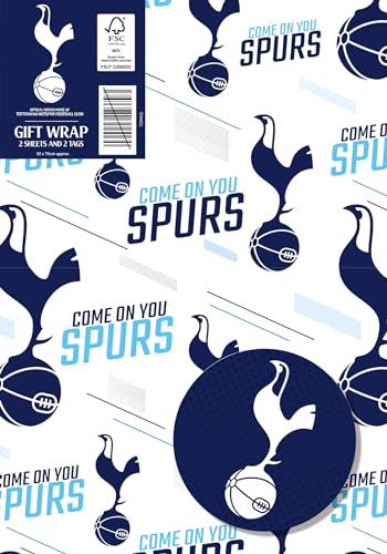 DANILO PROMOTIONS LIMITED Tottenham Hotspur FC Geschenkpapier, 2 Bögen, 2 Etiketten, Fußball-Geschenkpapier von Danilo Promotions LTD