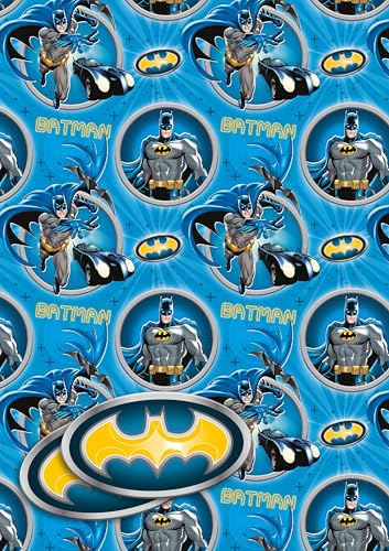 Geschenkpapier mit Batman-Motiv, 2 Bögen, 2 Etiketten, Geburtstags-Superhelden-Geschenkpapier von Danilo Promotions LTD