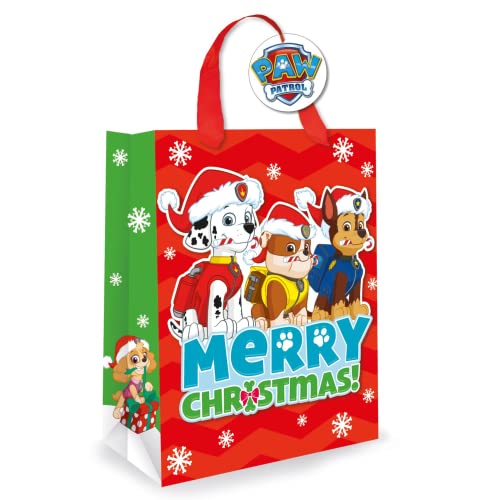 Offizielle Paw Patrol Luxus Weihnachten Geschenktüte, Weihnachten Geschenktüte Paw Patrol, Chase Skye Rubble und Marshall Merry Christmas Geschenktüte, Paw Patrol Weihnachten Geschenkpapier (PTXG1) von Danilo Promotions LTD