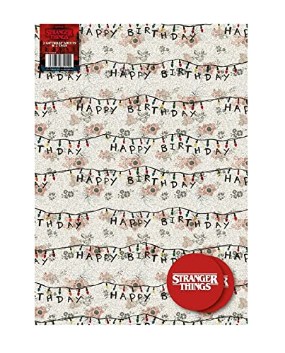 Stranger Things Geschenkpapier, The Upside Down Geschenkpapier, 2 Bögen 2 Tags Stranger Things von Danilo Promotions LTD