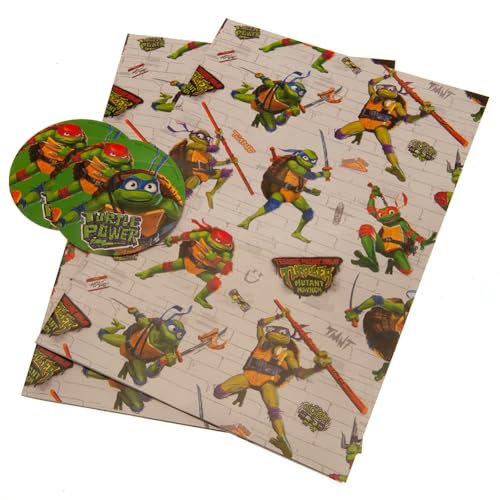 Teenage Mutant Ninja Turtles Geschenkpapier, 2 Bögen, 2 Geschenkanhänger, Geschenkpapier Geburtstag von Danilo Promotions LTD