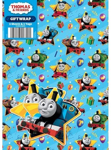 Thomas & Friends Geschenkpapier, 8 Bögen, 8 Etiketten, Blattgröße 70 x 50 cm, offizielles Produkt, verantwortungsvoll bezogen von Danilo Promotions LTD