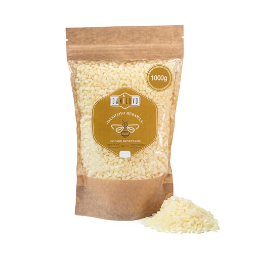 100 % Reine Bienenwachs Pastillen 1000 g – Lebensmittelechtes Kerzenwachs – Geeignet zum Seife Selber Machen – von Danilovo [White] von Danilovo