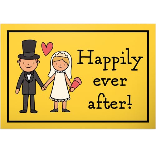 DankeDir! Happily Ever After - Schild 30 x 20 cm - Geschenk Deko Idee Brautpaar Hochzeit Hochzeitsgeschenk Hochzeitskarte - Requisiten Fotobox Partydeko Accessoires JGA Hochzeitsdeko von DankeDir!