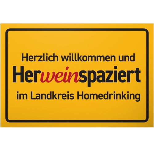 DankeDir! Herweinspaziert - Schild 30 x 20 cm - Vino Party Photo Booth Geschenk Alkohol Requiste JGA - Geschenkidee Geburtstagsdeko lustiger Spruch Wein Geburtstagsgeschenk Partydeko von DankeDir!