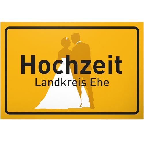 DankeDir! Hochzeit Ehe Ortsschild - Schild lustiger Spruch - Hochzeit Hochzeitskarte Brautpaar Deko Hochzeitsgeschenk Geschenk - Partydeko Accessoires Hochzeitsdeko Fotobox von DankeDir!