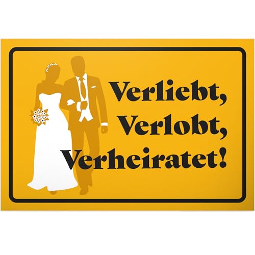 DankeDir! Verliebt Verlobt Verheiratet - 30 x 20 cm Schild - Fotobox Partydeko Hochzeitsdeko - Hochzeitskarte Hochzeitsgeschenk Brautpaar Geschenk Deko Hochzeit von DankeDir!