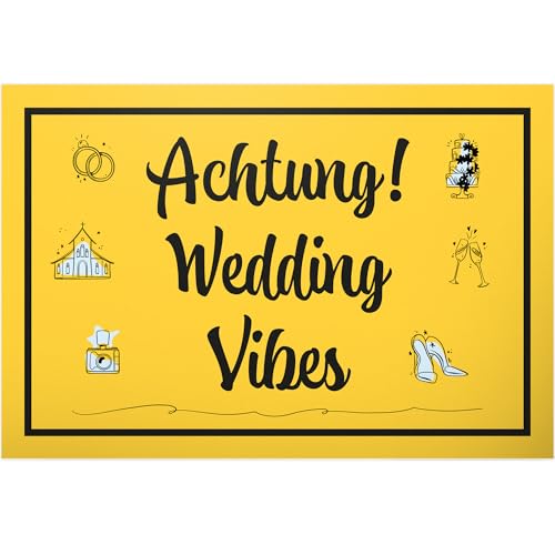 DankeDir! Wedding Vibes - 30 x 20 cm Schild - Hochzeitsdeko Requisiten Accessoires Fotobox Partydeko JGA - Deko Idee Hochzeitsgeschenk Hochzeitskarte Brautpaar Hochzeit Geschenk von DankeDir!