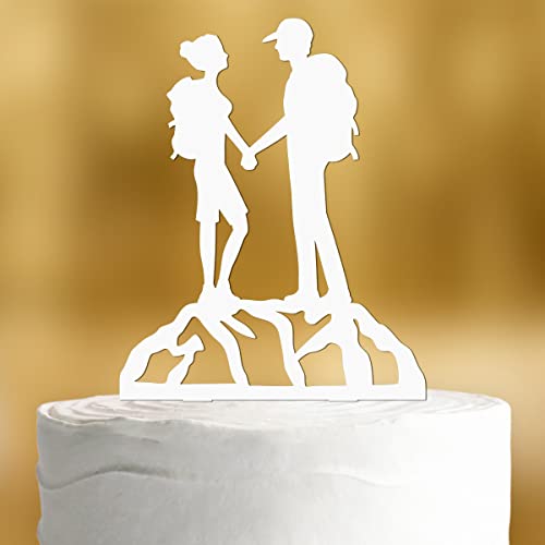 Cake Topper Bergleidenschaft [Brautpaar am Gipfel] - Acryl deko weiss deko Hochzeitstorte deko Kuchen deko Hochzeit Tortendekoration Verlobung Tortenstecker Hochzeit Tortendeko Wedding cake von Dankeskarte.com