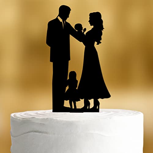 Cake Topper Familie [mit Mädchen und Baby] - Acryl deko schwarz deko Hochzeitstorte deko Kuchen deko Hochzeit Tortendekoration Verlobung Tortenstecker Hochzeit Tortendeko Wedding cake von Dankeskarte.com