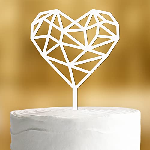 Cake Topper Herz Geometrie [Herzkontur] - Acryl deko weiss deko Hochzeitstorte deko Kuchen deko Hochzeit Tortendekoration Verlobung Tortenstecker Hochzeit Tortendeko Wedding cake von Dankeskarte.com