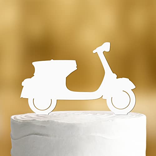 Cake Topper Vespa [retro] - Acryl weiss - für die Geburtstagstorte - Geburtstagsdeko Tortenaufleger happy birthday party deko Geschenkideen Happy birthday tortendeko Geburtstag von Dankeskarte.com