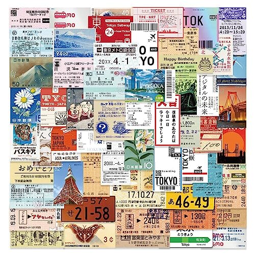 Danlai 60pcs Japanische Postkarten -Ticket - -stempelaufkleber Schreibwarenstaatsablauf Tagebuch Gepäck wasserdichte Helmaufkleber von Danlai