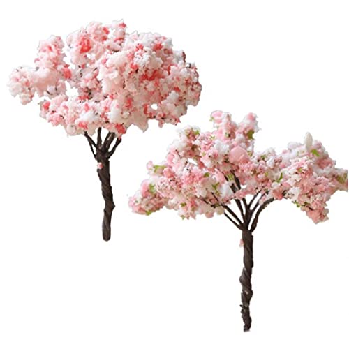 Danlai 2pcs Mini Künstlich Rosa Baum Ornament Miniatur Fairy Garden Dekoration Mini Handwerk Mikrolandschaftsgestaltung Dekor DIY Accessorie von Danlai