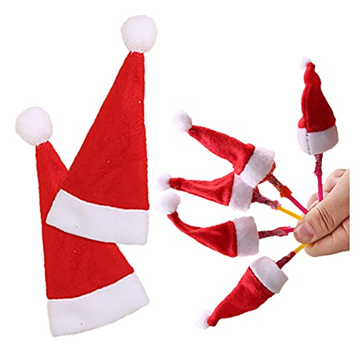 Dantazz Mini Weihnachtsmützen Weihnachten Lollipop Mütze Weihnachtsmann Mütze Weihnachten Süßigkeiten Hut Lollipop Hut Nikolausmützen Weihnachtshut Tischdeko Weihnachtsdekoration (2PC, 4X7cm) von Dantazz