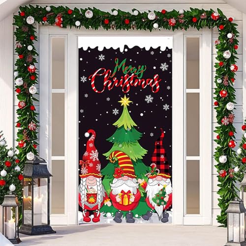 Weihnachten Tür Abdeckung 200 x 90cm Weihnachtsmann Rentier Türabdeckung Weihnachts Tür Hintergrund Banner Merry Christmas Haustür Decke Dekoration Weihnachten Hängend Tür Banner (Q7, OneSize) von Dantazz