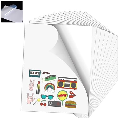 20 Blatt Sticker papier zum Bedrucken, Ranslucent Selbstklebend,Wasserdicht Und Verschleißfest，Schnell Trocknen,A4 Selbstklebend Folie Druckpapier,für Laserdrucker & Tintenstrahldrucker von Dantolo