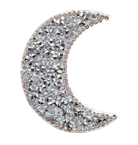 Rhinestones Mond flecken Crystal Embroidered Moon Sticker,Applique Iron-on Transfer Badges Bling,Packung 5 Stücke (Transparent) von Danuland