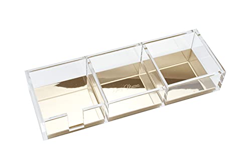 Dany Marcus Schreibtisch Organizer 3 Fächer, aus transparentem Acryl mit Golddetails, ideal für Haftnotizen und Büroklammern von Dany Marcus