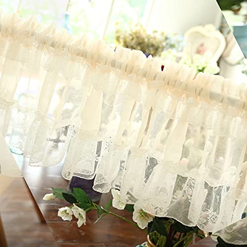 Daoyuan Scheibengardine Landhausstil Cáfe Vorhang Spitze Voile Bistrogardine Modern Kurzgardine Kurzstores Gardinen Küchengardine Durchscheinende Vorhänge für Wohnzimmer Schlafzimmer Küche von Daoyuan