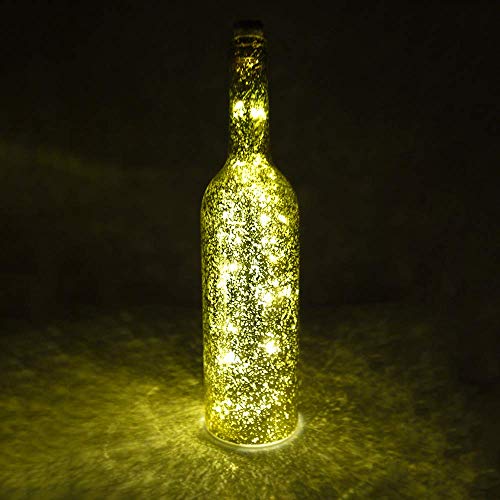 LED-Weihnachts-Dekoration-Stimmungsleuchte "VANY" Glasflasche mit Lichterkette Tisch-Weihnachts-Hochzeit-Geburtstags-Garten-Party-Dekorations-Leuchte-Lampe (gold - einzeln) von Dapo