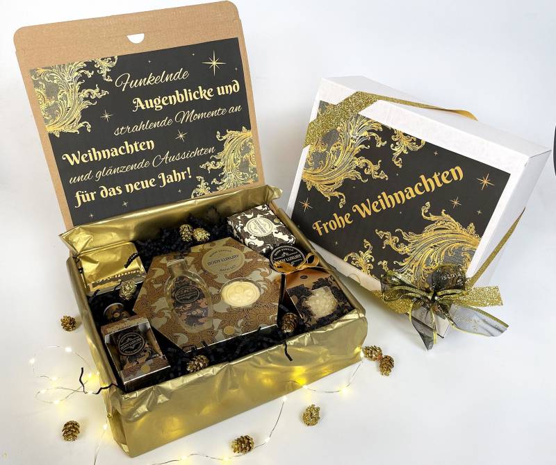 Geschenkbox Gold Luxury 2, Weihnachtsgeschenk, Geschenkset Frauen, Weihnachten, Wohlfühlset Für Weihnachtsset, Geschenkkorb von DarDariBox