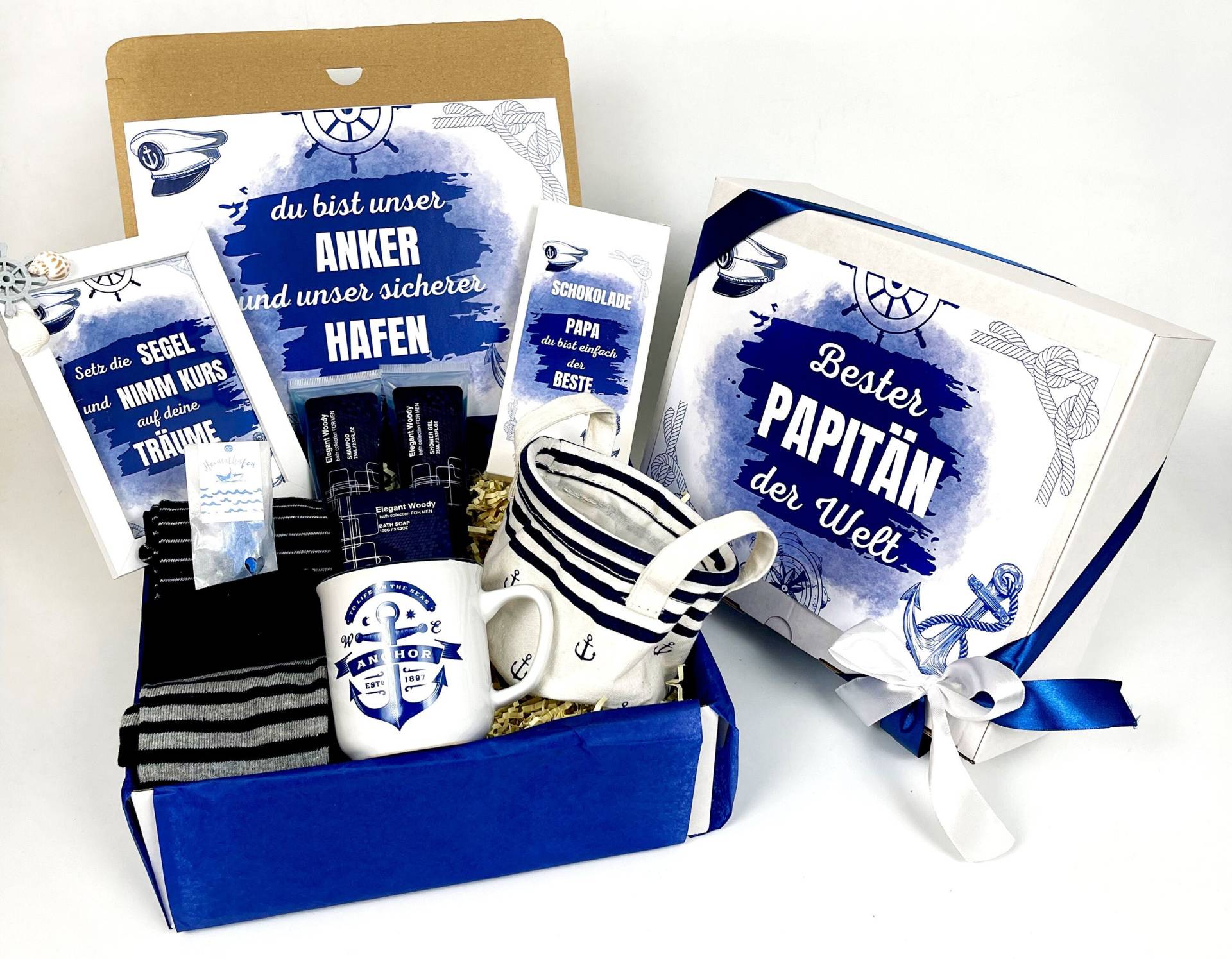 Vatertag Geschenkbox "Papitän", Bester Papa Der Welt, Geschenk Für Vater, Papa Geschenkset, Heimathafen, Meer von DarDariBox