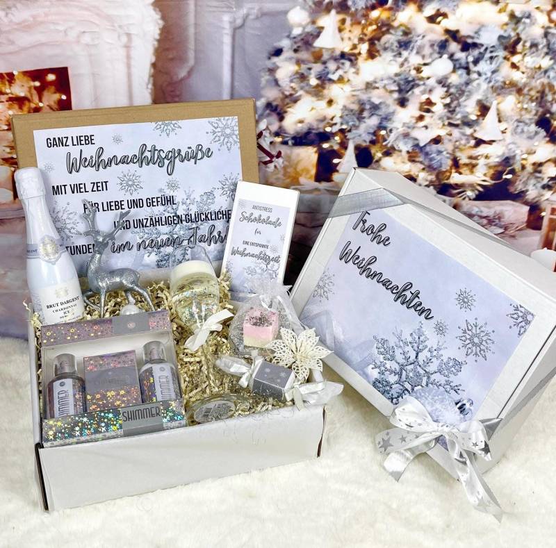 Weihnachtsgeschenk Für Frauen, Geschenkbox, Geschenkset Zu Weihnachten, Weihnachtsgeschenkbox, Wellnessset, Geschenkkorb, Silber Geschenk von DarDariBox