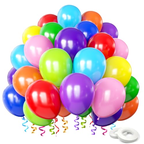 Luftballons Geburtstag [100 Stück],10 Farben Helium Luftballons Bunt 30cm(12 Zoll) Farbige Latex Ballons für Kindergeburtstag Hochzeit Luftballons Girlande Einschulung Baby-Dusche Party von Dargds