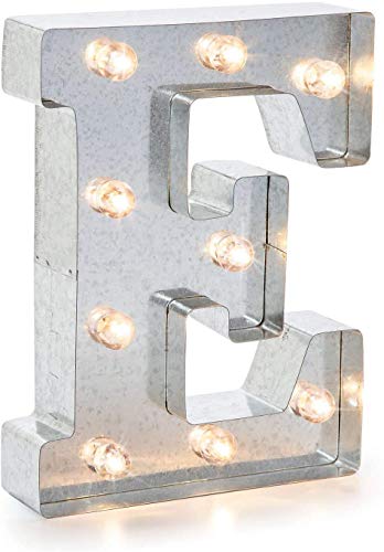 Darice LED Metal-Buchstabe E, Metall, Silver, 25.5 x 19 x 5 cm von Darice