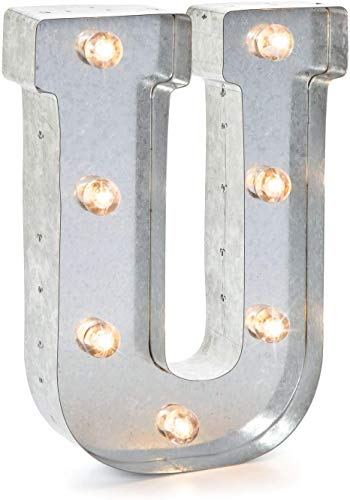 Darice 5915-721, LED Buchstaben - U, Metall, Silber, 25.5 x 19 x 5 cm von Darice