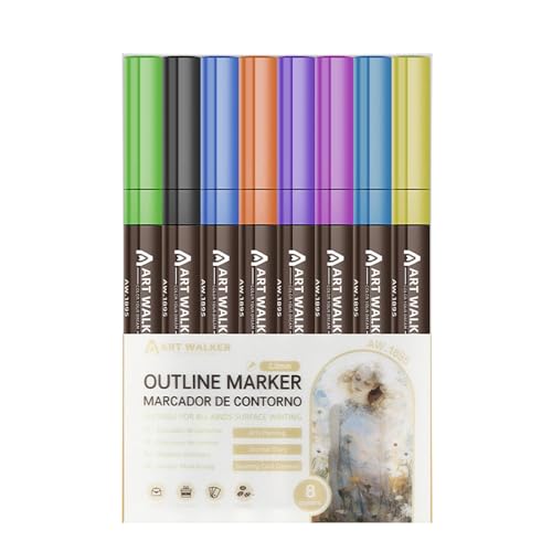 Darwaza Konturmarker,Glitzer-Textmarker,Glitzerstift-Zeichnungsmarker Umrissstifte | Kinder-Marker-Set, Glitzerstifte für Grußkarten, Holz, Notizen, Schreiben, Briefe von Darwaza