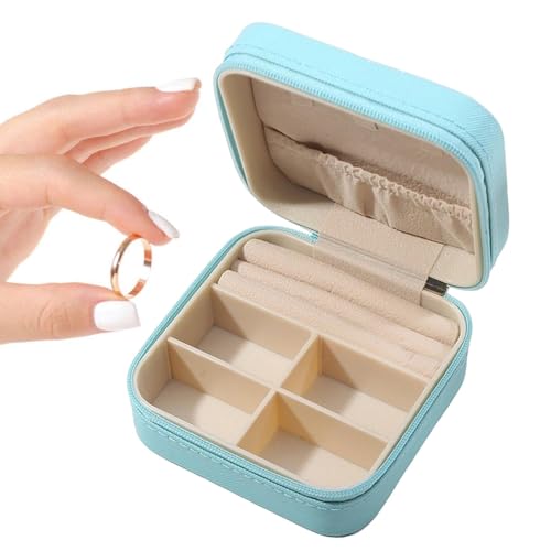 Kleine Schmuckschatulle, Schmuck-Organizer-Box - Tragbarer Aufbewahrungskoffer für Ring-Organizer,Kleine Schmuckschatulle mit Herzmuster, zur Aufbewahrung von Ohrsteckern, Ringen, Halsketten und Armbä von Darwaza