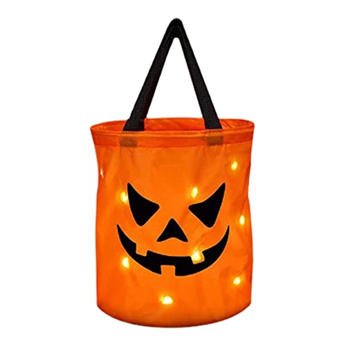 Leuchtende Halloween-Taschen – Süßes Oder Saures-Taschen | Kürbiss-Goodie-Partytüten | Gruselige Kürbistüten Mit Licht | Mehrzweck-Kürbiseimer Für Halloween-Party, Karneval, Geburtstagsparty-Dekoratio von Darwaza