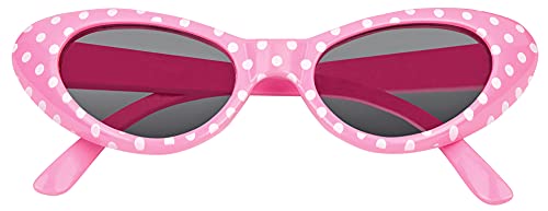 Cat Eye Brille Sandy mit Punkten - Rosa Weiß von Das Kostümland