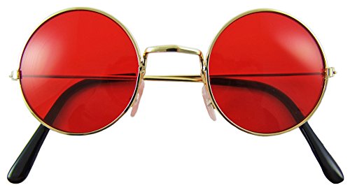 Lennon Brille | 60er 70er Jahre Party Kostüm Zubehör Nickelbrille (Rot) von Das Kostümland