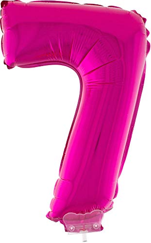 Das Kostümland Zahlen Folienballon 41 cm mit Stab - Pink Zahl 7 von Das Kostümland