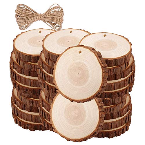 Dasing 30 StüCk Baumscheiben Unfertige Holzscheiben mit Rinde 5-6cm zum Basteln Kreise Scheiben für DIY -Scheiben Hochzeit Mittelstücke Weihnachten Dekoration Kreise Basteln von Dasing