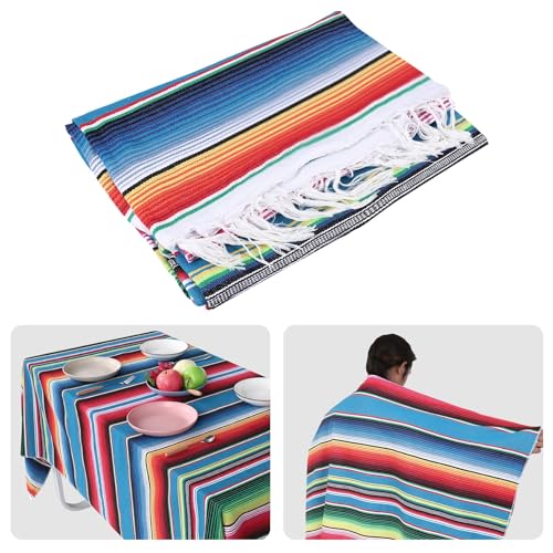 Dasing Mexikanische Tisch Decke, Mexikanische Decke Sarape Picknick Decke ÜBerwurf Tisch Decke gewebte tagesdecke im amerikanischen -Stil Heiß Stange für Yoga, 120X180Cm von Dasing