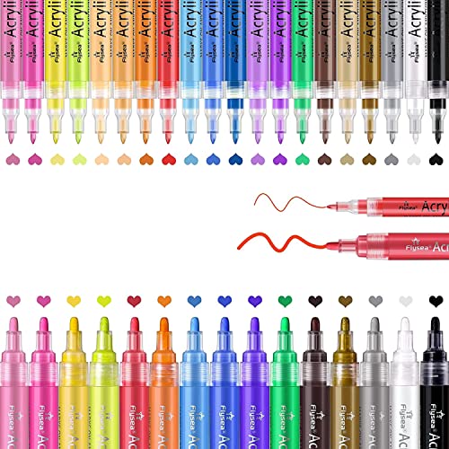 Duendhd 35 Premium Acrylfarben Marker Stifte, langanhaltend mit extra und mittlerer Spitze, Paint Art Marker Set von Dasing