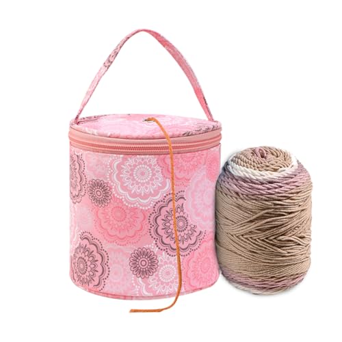 Dasonwin Tragbare Garn-Aufbewahrungstasche – rosa Häkeltasche Organizer – kompakter Garnhalter zum Häkeln und Stricken unterwegs, einfache Garntaschen zum Häkeln – perfektes Geschenk für Frauen und von Dasonwin