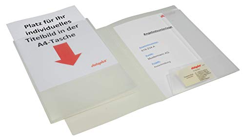 Dataplus 25541.086 Angebotsmappe, PP klar, A4-Tasche außen aufgeschweißt, Plastik transparent passend für C4 Versandtasche, Visitenkartenhalter, 2 Einschlagklappen von Djois